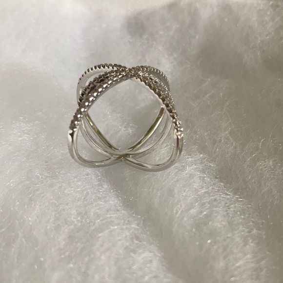 Criss Cross Fashion Ring with Genuine CZ's - Picture 4 of 4